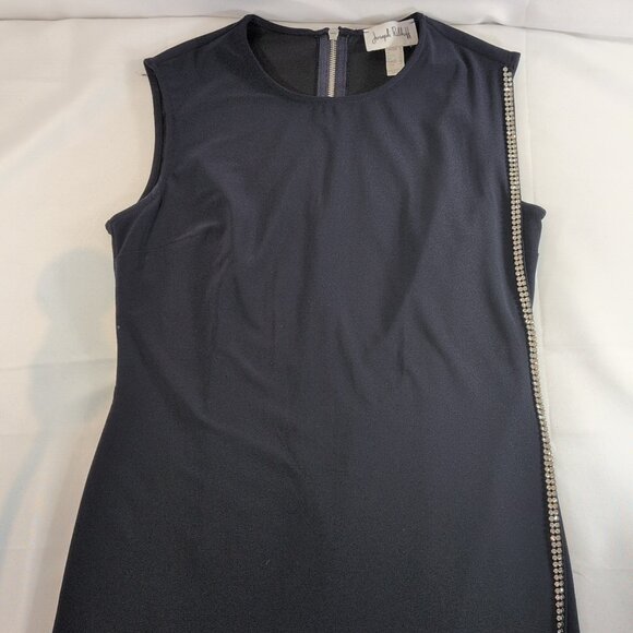 Joseph Ribkoff 12 Rhinestone Dress Navy Blue Sleeveless Draped READ MISSING STON - Picture 1 of 14